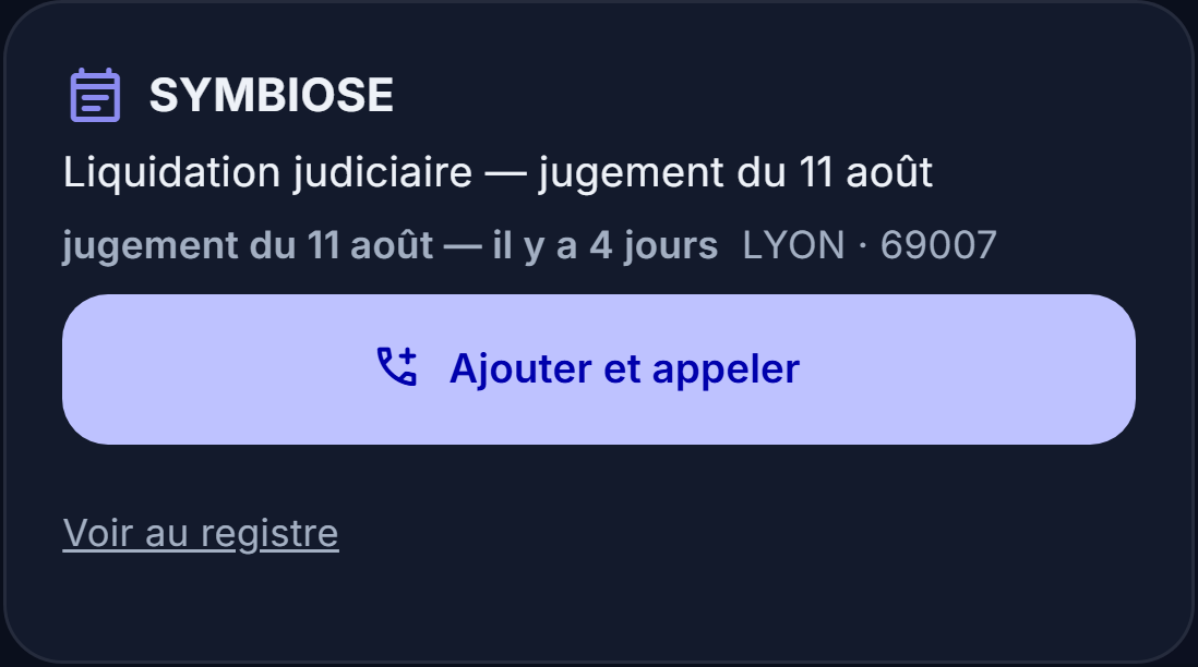 Une procédure collective, lue au registre